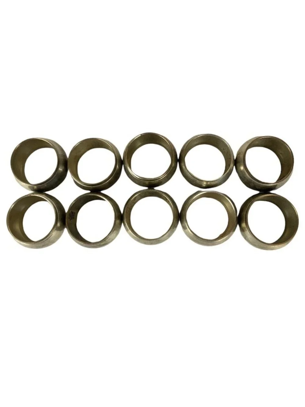 Hammered Silvertone Brass Napkin Rings Set Of 10 With Patina Finish Made In Indi